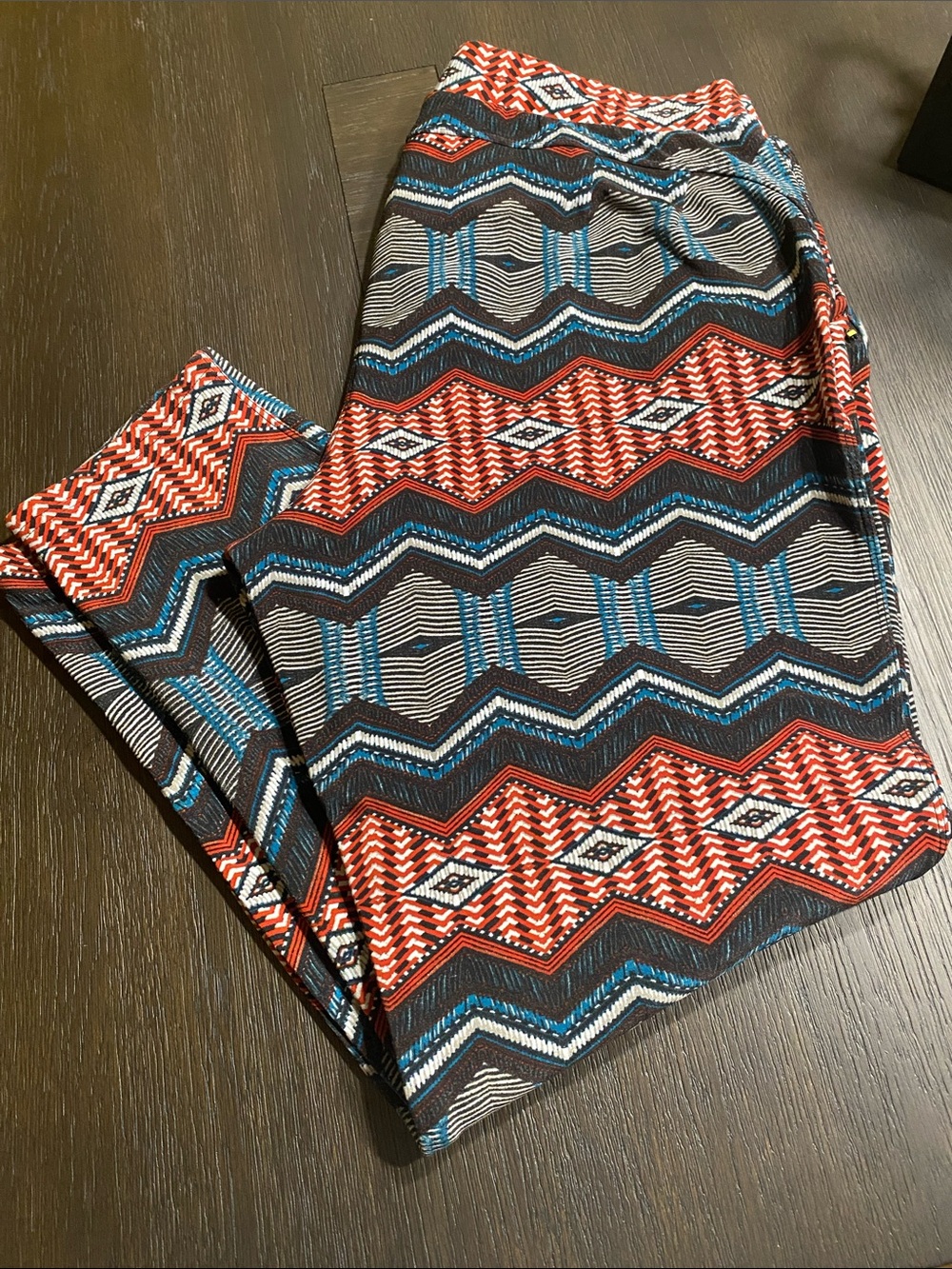 Hot Kiss Multicolor Aztec Print Leggings - Red, Blue, Black